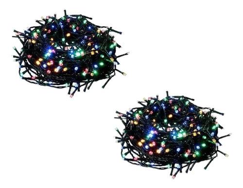 Pack X2 Luces De Navidad Cascada Guirnalda 200 Led Multicolo