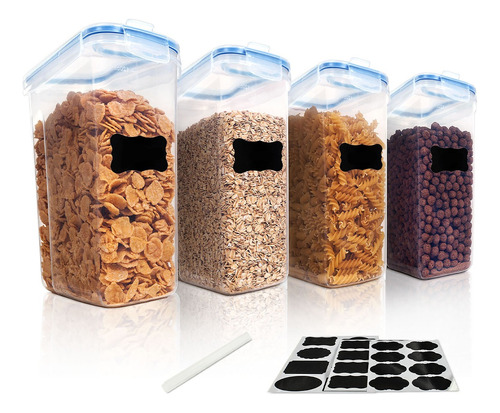 4 Recipientes Herméticos Dispensador De Cereale Con Apertura
