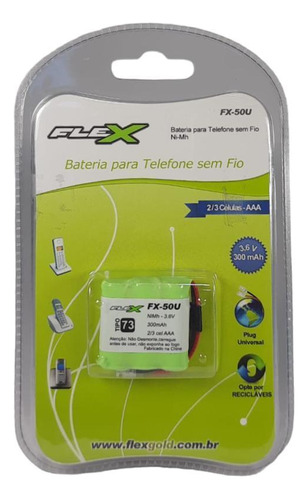 Bateria Para Telefone Sem Fio Nimh Fx-50u Aaa Plug Universal