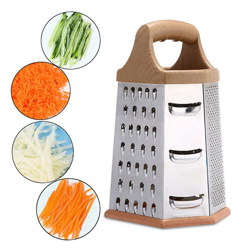 Rallador De Caja De Acero Inoxidable Versátil Con Mango