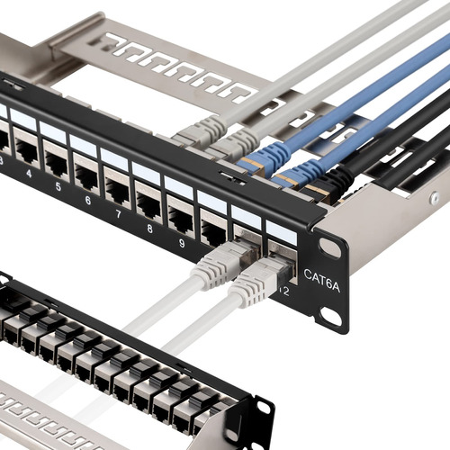 Panel De Conexin Mini Cat6a De 12 Puertos Con Soporte Keysto