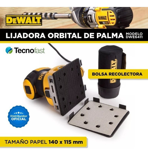 Lijadora De Palma Orbital Dewalt Dwe6411 1/4 Hoja 230w