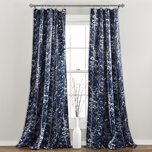 Navy X 52 1 Forest Curtains Tree Branch Leaf Darkening ...