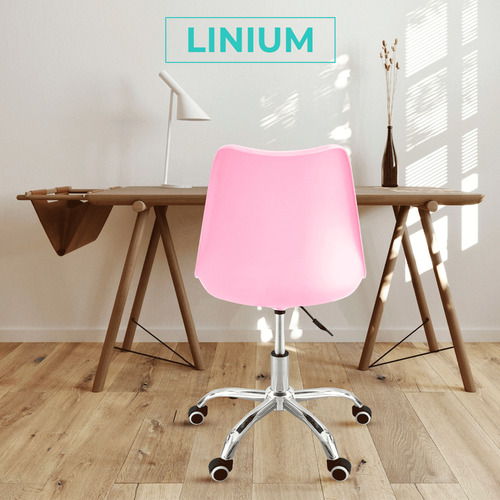Silla Oficina Linium Estetica Escritorio Tulip Sala D Juntas Rosa Asiento Acolchonado Tapizado Vinipiel