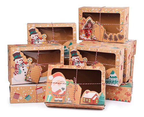 wordmo 12 Piezas Cajas de Galletas de Navidad Cajas de Regalo Cajas de Magdalenas Cajas de Dulces de panadería de Chocolate para Vacaciones Fiesta de cumpleaños de Navidad de Acción de Gracia 