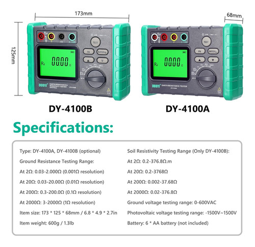 Probador Digital De Resistencia A Tierra Dy-4100a/b,voltaje