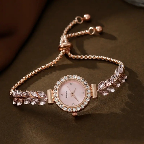 Fashionable Green Leaf Quartz Watch Adjustable Bracelet