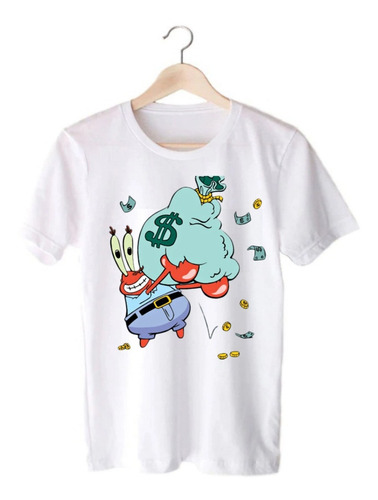 Remera Blanca Bob Esponja - Don Cangrejo - Serie/peli