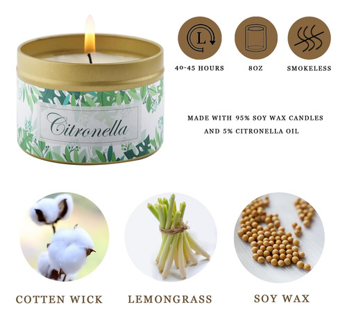 Set De Velas Perfumadas 4 Pack Citronella Velas De Citronela