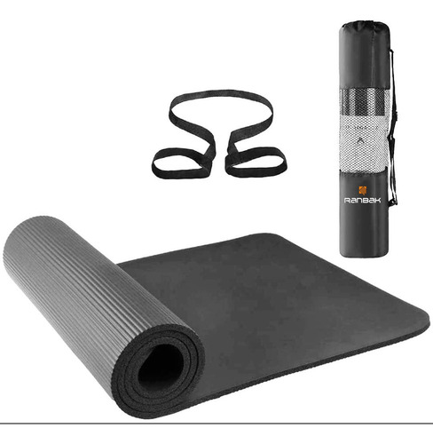 Imagen 3 de 6 de Colchoneta Mat Yoga Caucho Nbr 10mm Ranbak 732 Bolso+correa