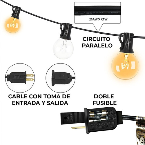 Guirnalda De Luces 7.5 Metros 25 Focos G40 Impermeable