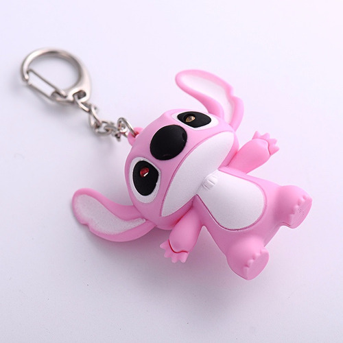 Chaveiro Stitch Figure com luz LED e som rosa