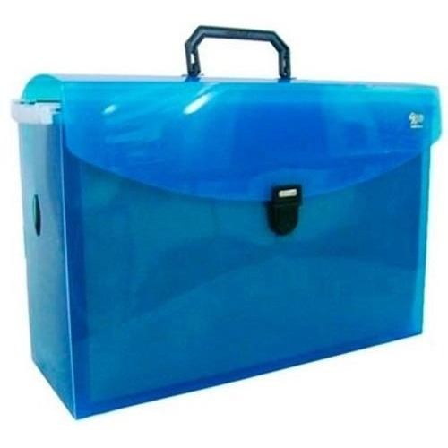 Maleta Caixa Arquivo Azul Kit C/10 Pastas Suspensa Kraft