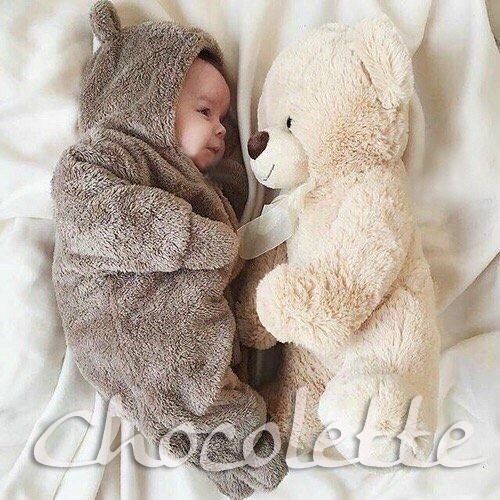 Enterito Teddy Oso Capucha Chocolette Bebes
