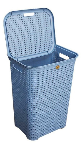 Pack 2 Cesto Canasta Organizador Ropa Sucia Tapa Utilísimo Color Azul