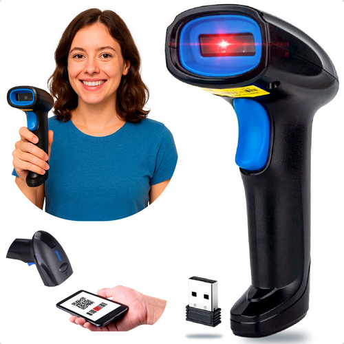 Leitor De Código Barra Bar Code Scanner 1d Laser Sem Fio Wireless Usb 2.4ghz 127/220v Davely