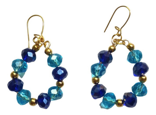 Aretes Artesanales De Alambre Y Cristal Azul