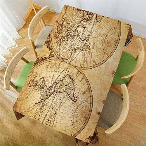 Mantel Rectangular Vintage Con Mapa Del Mundo 132 X 178 Cm