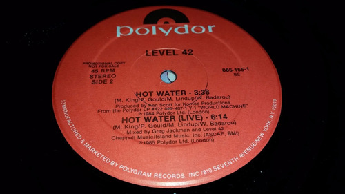 Level 42 Hot Water Vinilo Maxi Promo Usa 3 Versiones