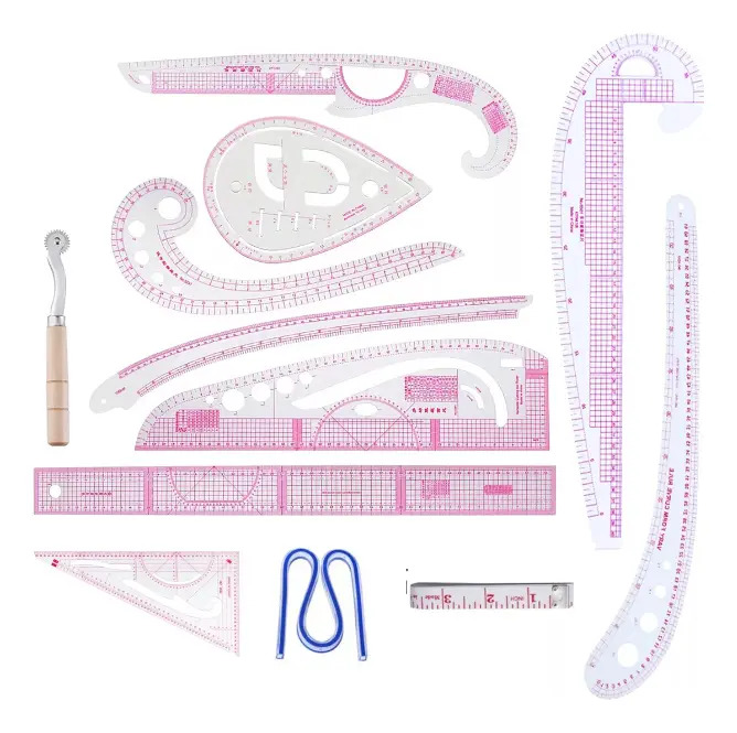 Kit 12 Piezas Reglas Curvas de Costura con Cinta Métrica HOGOJUA