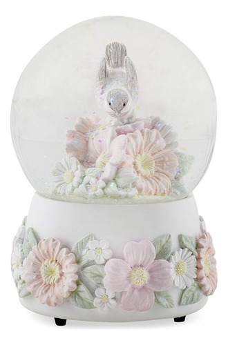 Chickadee Flowers Pastel Musical Snow Globe Plays Tune You A