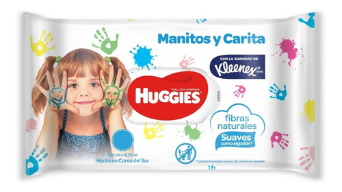 Imagen 2 de 3 de Toallitas Húmedas Huggies Fibras Naturales Manitos Y Caritas
