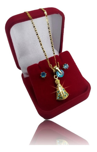 Imagem 3 de 8 de Colar E Brincos Kit Semi Joia Folheada Ouro C/ Garantia