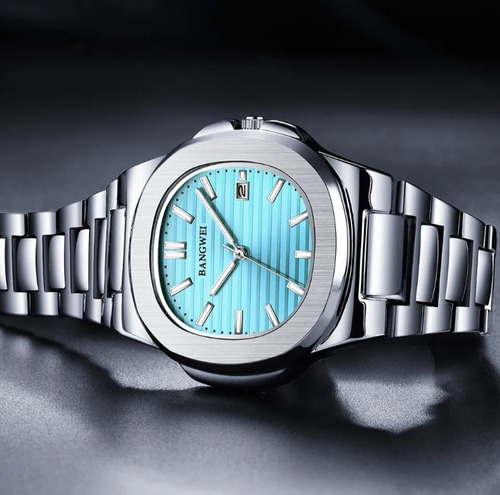 Relógio Masculino Bangwei Bw883 Prova D'água Pulseira Em Aço