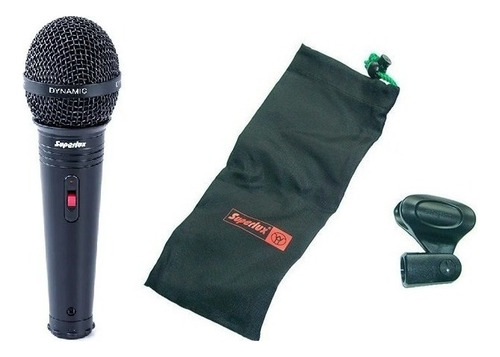 Micrófono Dinámico Vocal Superlux Eco-a1 Con Pipeta Y Funda. Color Negro
