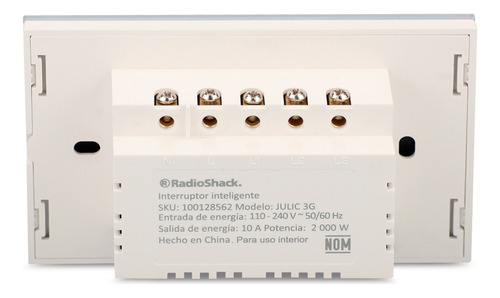 Apagador De Pared Smart 3 Modulos Radioshack Color Blanco Corriente nominal 10 A Voltaje nominal 240V