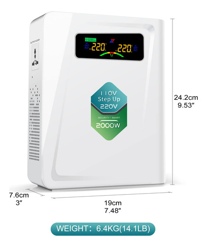 Conversor De Tensão Zhengxi 110v Para 220v 2000w Step Up Tra