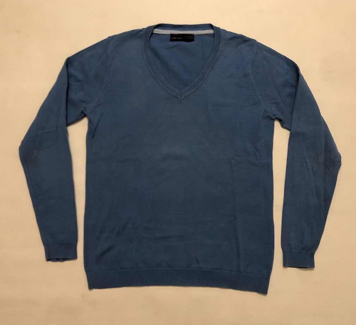 Sweater Pullover Zara Man Talle M 38 Escote V Azul