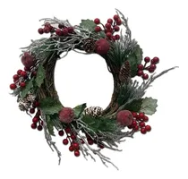 Comprar Corona Navidad Deco Puerta Moño Frutos Piña Color Piña Futos