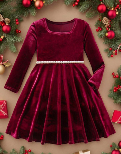 Vestido De Nena Para Fiesta,símil Terciopelo