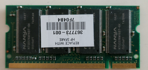 Memoria Nanya 256mb Ddr 333mhz Pc2700s (nt256d64sh8bagm-6k) (Usado)