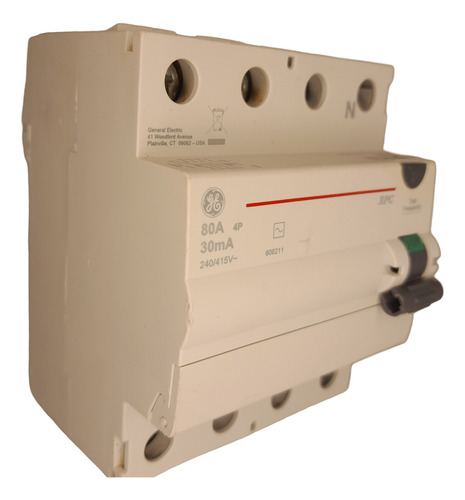 Disjuntor Dr Ge 80a 30ma 4p Interruptor Diferencial Residual