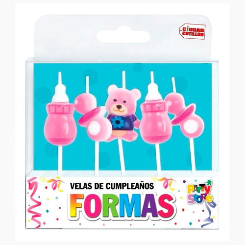 Set Velas Primer Añito Nena 5 Unidades - Ciudad Cotillón