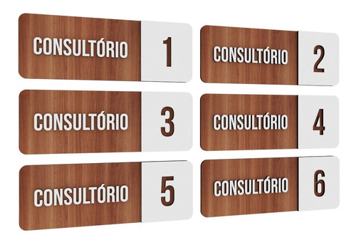 Kit 6 Placas Sinalização Mdf Consultório Hospital Clinica   