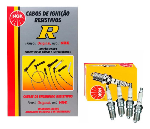 Kit Cabos + Velas Ngk Fiat Uno 1.6r Carburado Etanol 90/93