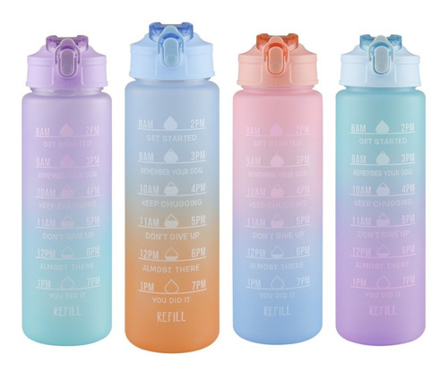 Imagen 2 de 10 de Botella De Agua Motivacional 800ml Termo Cilindro Vaso