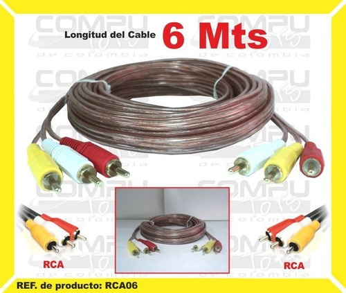 Cable 6 Metros Conexion Rca 3x3 Ref: Rca06 Computoys Sas