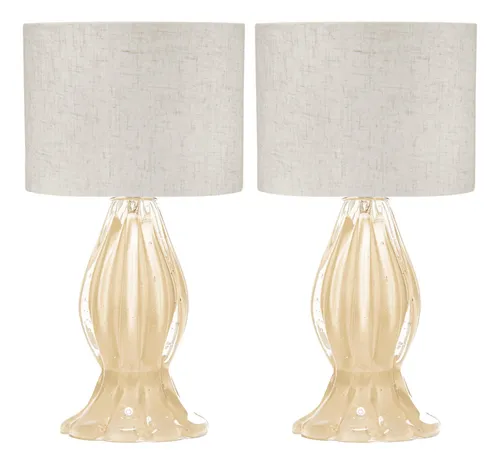 comprar Par De Abajures Para Quarto Cristal Murano La Pigna Labone Cúpula Linho Estrutura A 127u002F220v