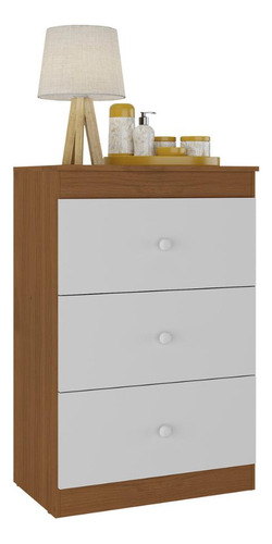 Cômoda Infantil com 3 Gavetas Doce de Leite Multimóveis MP2676 Madeirado/Branco