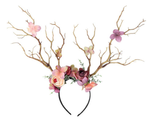 Xidajie - Diadema De Flores Con Cuernos De Ciervo Para Hallo