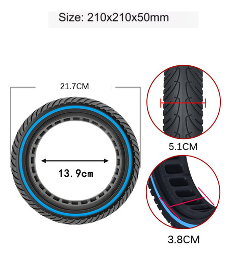 Llanta Solida Linea De Colores Para Scooter Eléctrico 8.5in