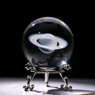 qianyue Bola de Cristal grabada con láser 3D de Flor de Loto 60mm 