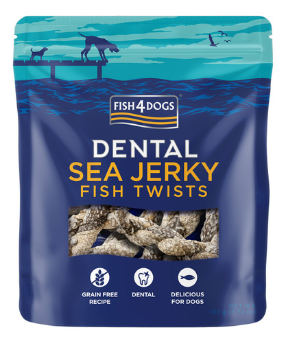 Snack Perro Adulto Sea Jerky Twist Fish4dogs 100gr