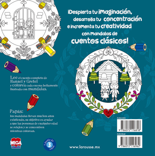 Hansel y Gretel. Mandalas de cuentos clásicos, de Andersen, Hans Christian. Editorial Mega Ediciones, tapa blanda en español, 2017