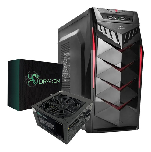 Gabinete Gamer C3tech Mt-g70bk Fonte Draxen 600w