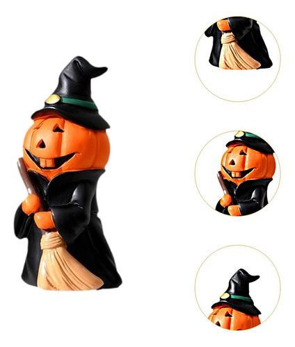Figura De Calabaza En Miniatura Escoba Del Hombre Calabaza